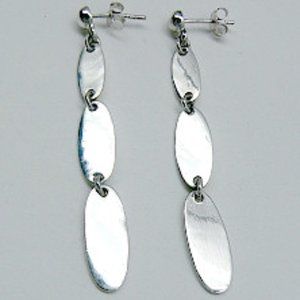 Sterling silver Oval discs Earrings 2.25"